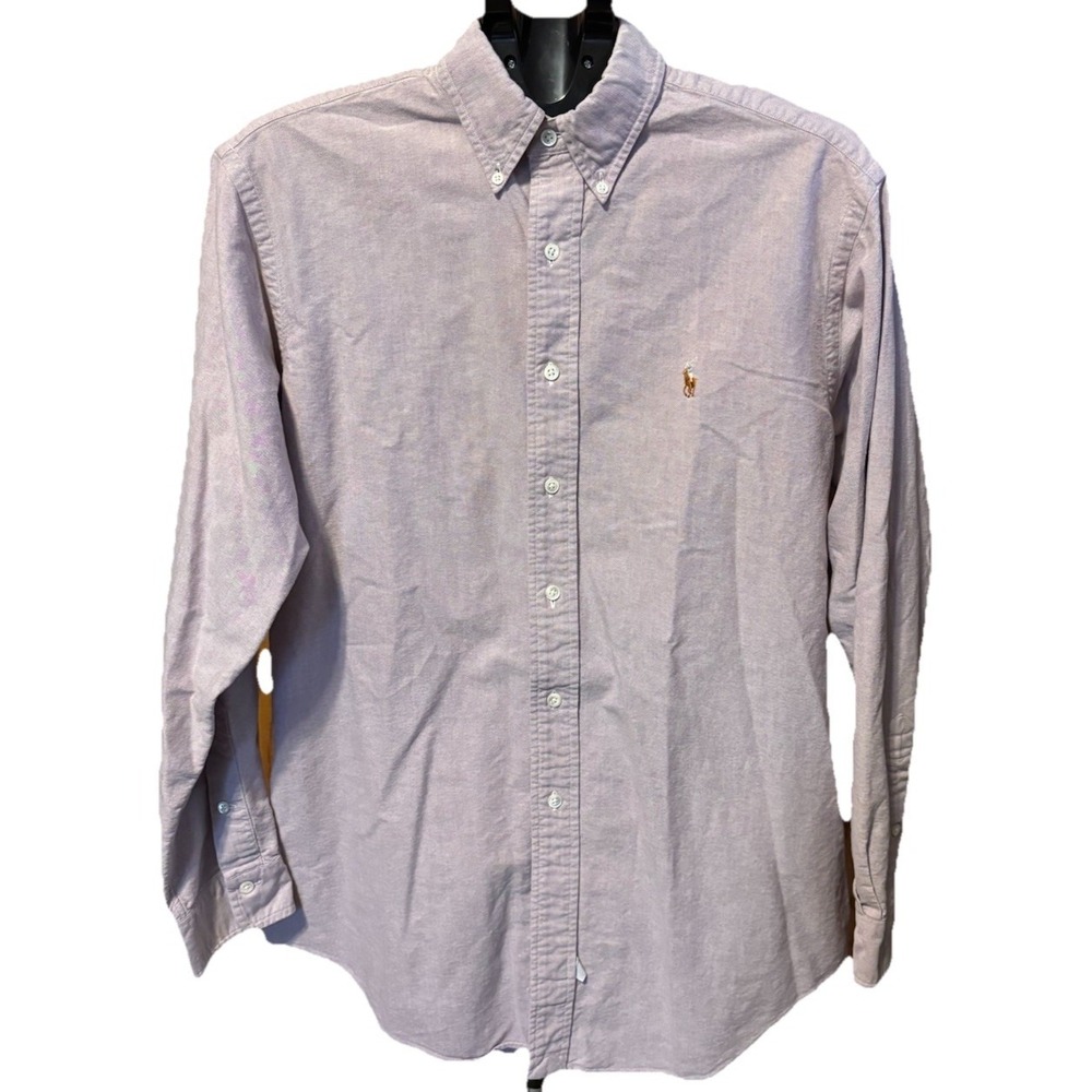 Ralph Lauren Mens 16.5-34 Purple Long Sleeve Button Down Oxford Shirt Flesh Pony